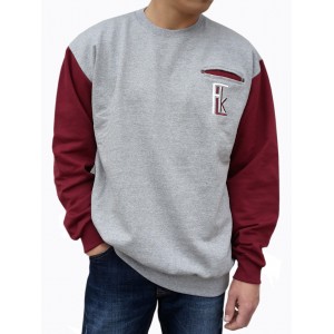 Sweatshirt POCKET - Gris clair / Burgundy