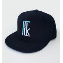 Snapback Noire, logo Turquoise / Lilas clair