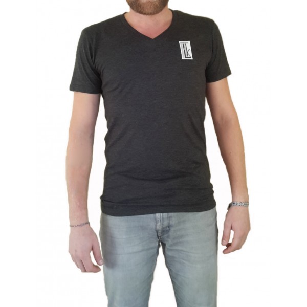 T-SHIRT BASIC V - GRIS CHINÉ FONCÉ